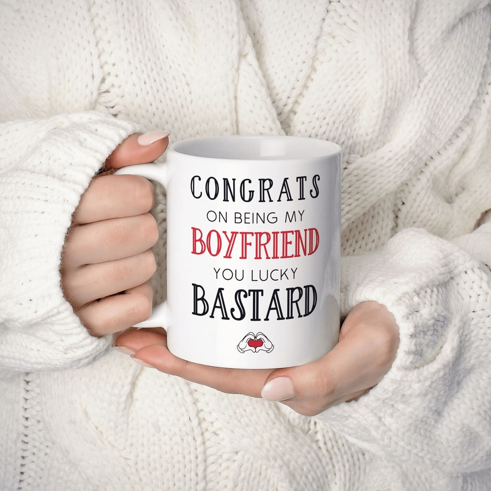 Congrats On Being My Boyfriend Mug Funny Valentine Coffee Mug Anniversary Gift Mug For Him 0