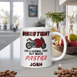 funny biker mug for men, motorcycle birthday coffee mug for dad husband mechanic gift