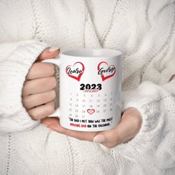 personalised anniversary mug, custom date love coffee mug for couples, romantic gift mug for him her