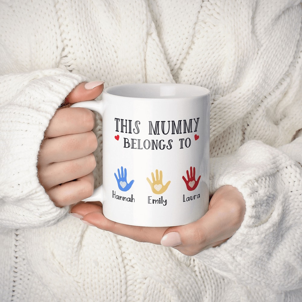 Mothers Day Mug Gift Personalised This Mummy Belongs To Custom Kids Names Coffee Cup For Mum 0
