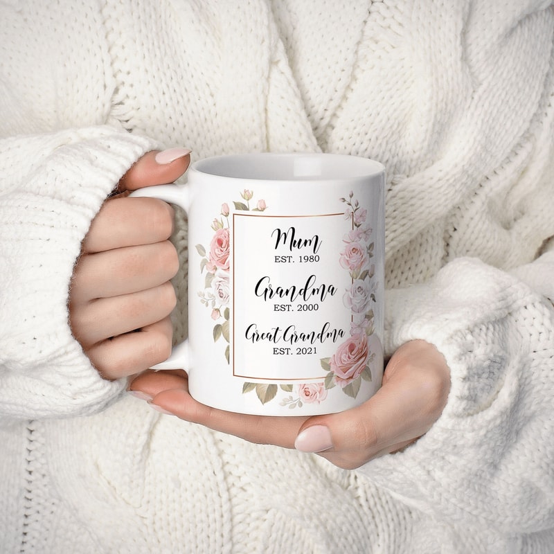 Watercolour Granny Mug Personalised Nan Coffee Cup Gift Mothers Day Memory Mug For Grandma 0