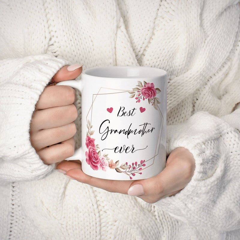 Best Grandma Ever Mug Gift Floral Grandma Coffee Mug Birthday Mug For Granny Sentimental Gift Cup 0
