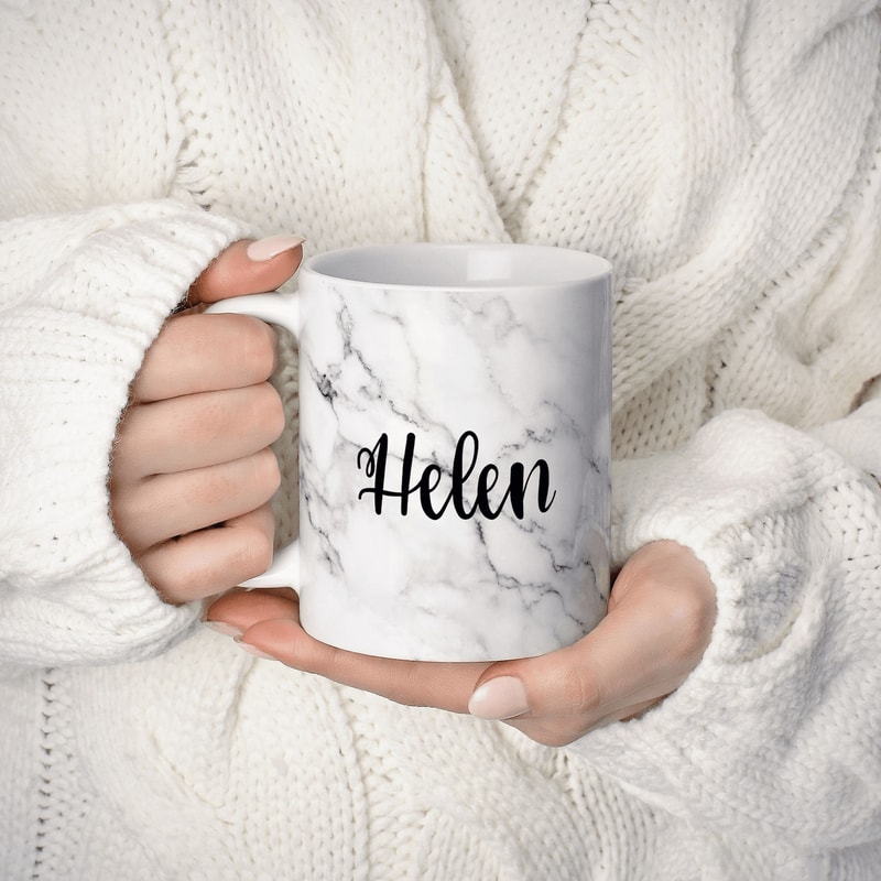 Personalised Marble Effect Coffee Mug Custom Name Ceramic Mug Gift For Him Stylish Marble Coffee Cu 0