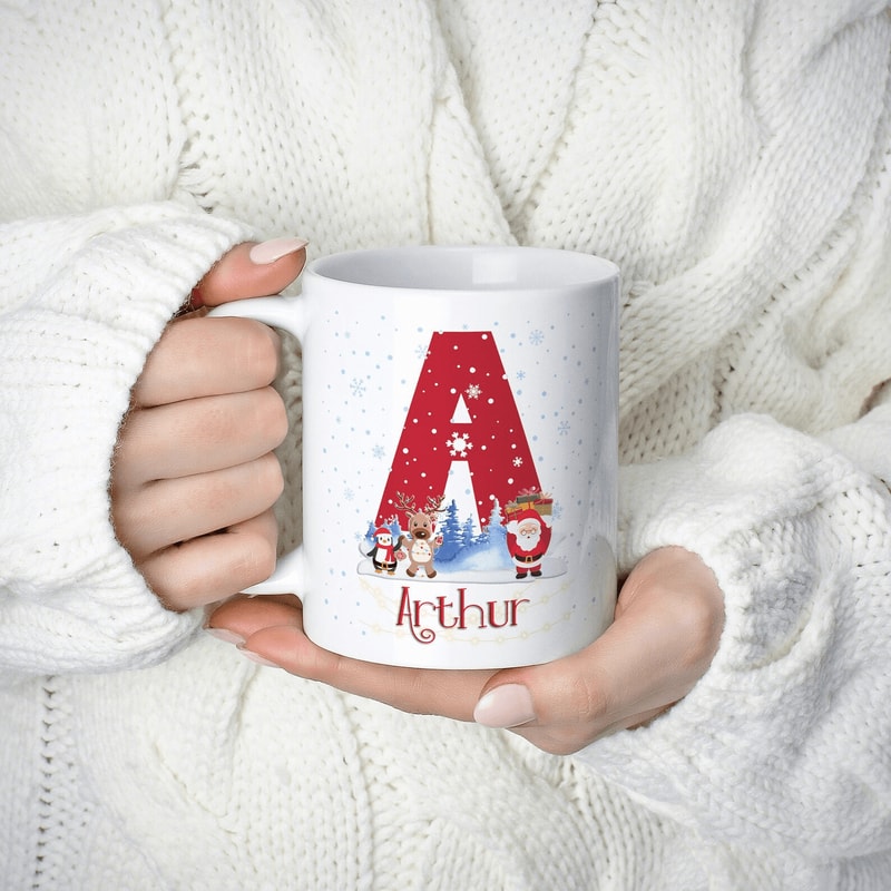 Personalised Christmas Mug Santa Reindeer Penguin Holiday Coffee Cup Custom Christmas Movie Mug Gif 0