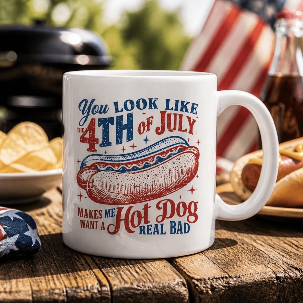 Funny 4th Of July Hot Dog Mug You Look Like The 4th Of July Patriotic BBQ Coffee Cup Gift 0