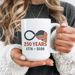 america 250th anniversary mug, semiquincentennial 1776–2026 patriotic infinity flag coffee cup gift