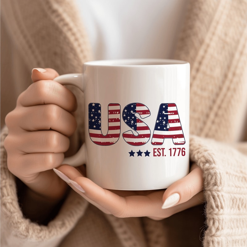 July 4th Mug America Mug USA Flag Patriotic Coffee Cup Independence Day Gift 0