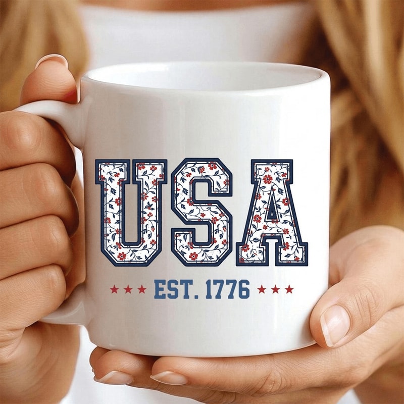 Floral Patriotic USA 17762026 250th Anniversary Ceramic Accent Mug 4th Of July Independence Day Co 0