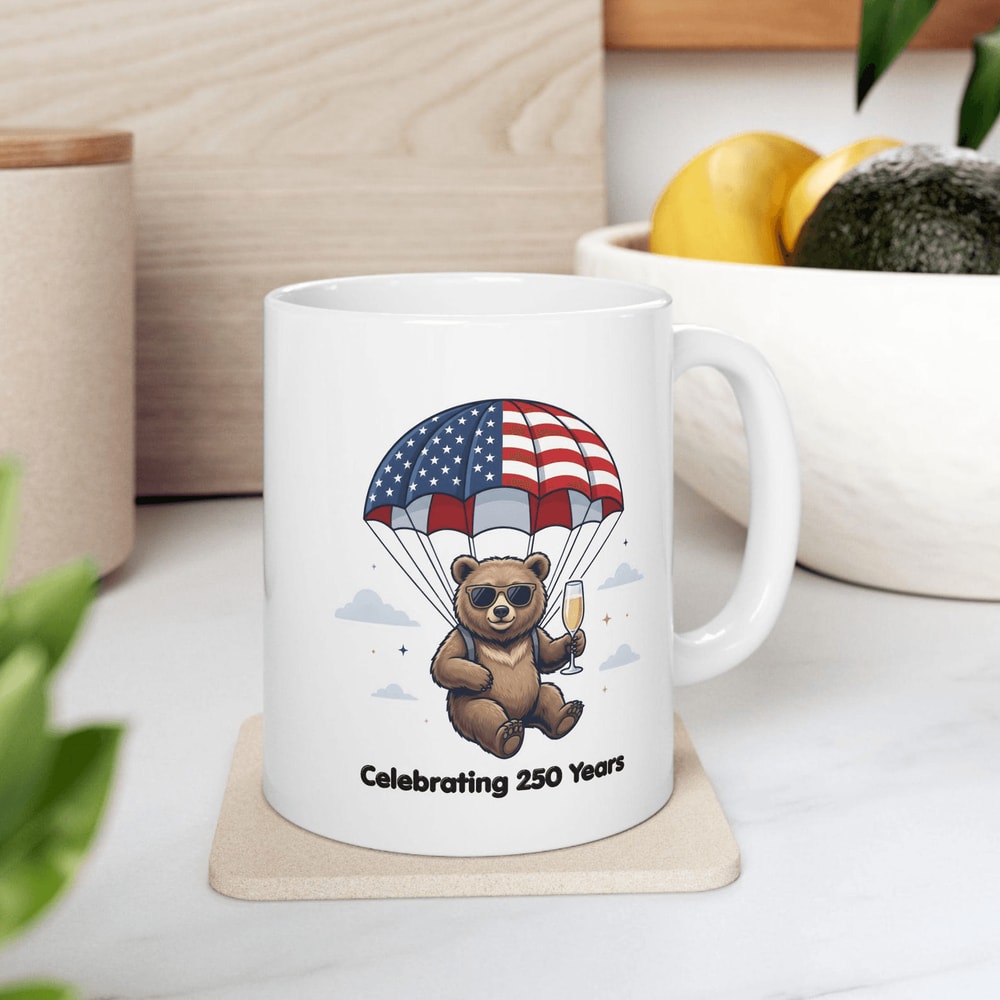 Patriotic Bear 4th Of July Coffee Mug USA Independence Day Ceramic Cute Animal Flag Cup 0