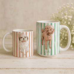 custom watercolor pet portrait mug personalized dog cat photo coffee cup gift for pet lovers