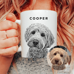 custom pet portrait coffee mug personalized dog cat face mug gift for pet lovers