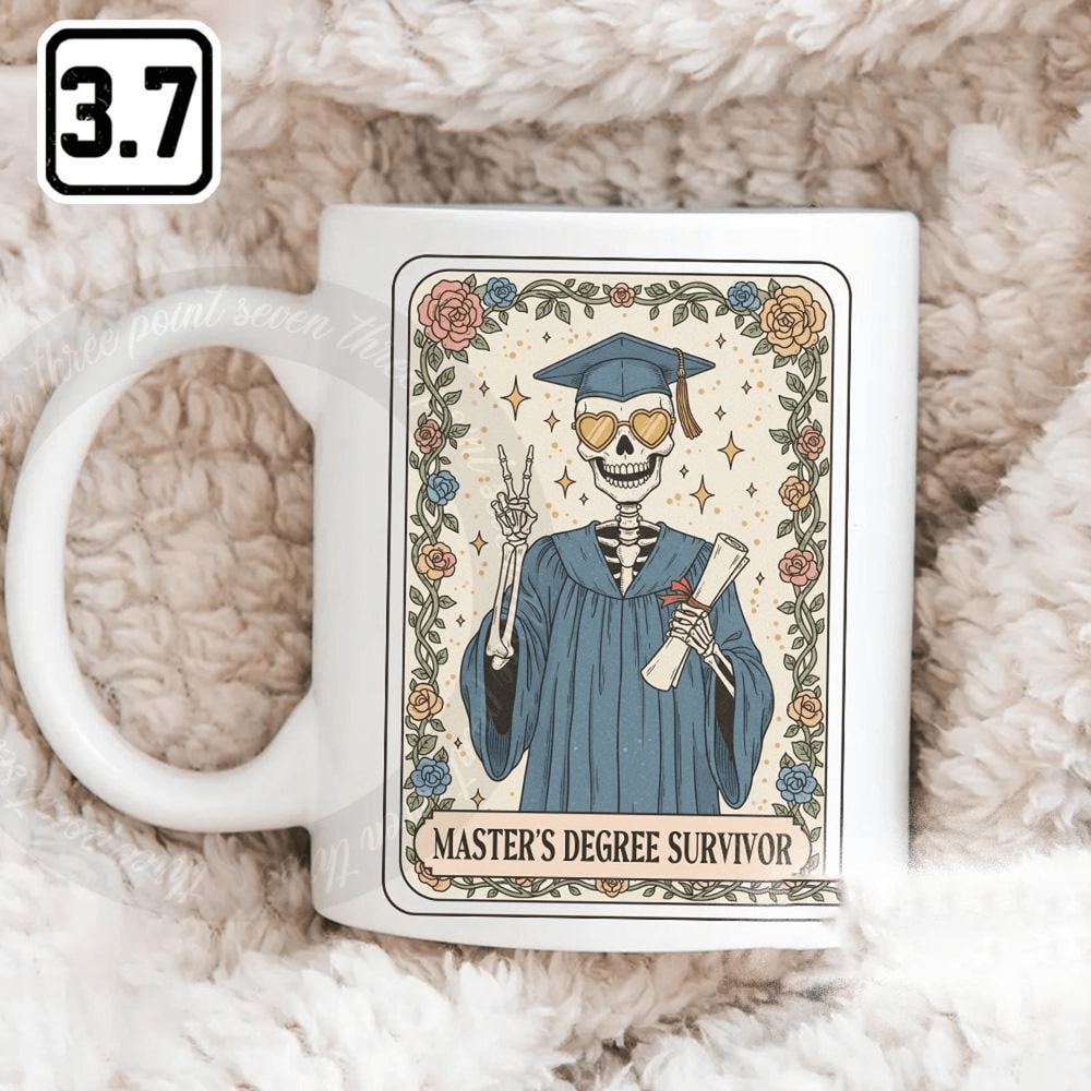 Masters Degree Survivor Mug 2025 Funny Graduation Tarot Coffee Cup Gift For Masters Graduate 0