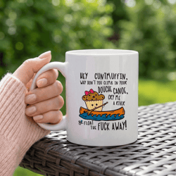 funny sweary muffin canoe mug – rude adult humor coffee cup gift