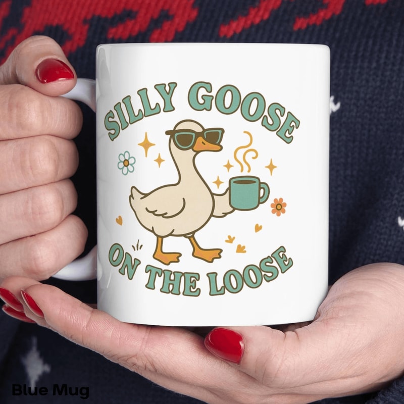 Silly Goose Funny Cartoon Animal Coffee Mug Cute Humorous Ceramic Cup Gift 0