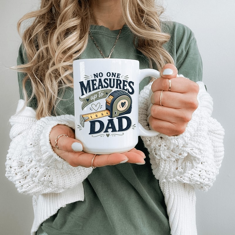 No One Measures Up To Dad Funny Coffee Mug Dad Gift From Kids Fathers Day Humor Mug 0