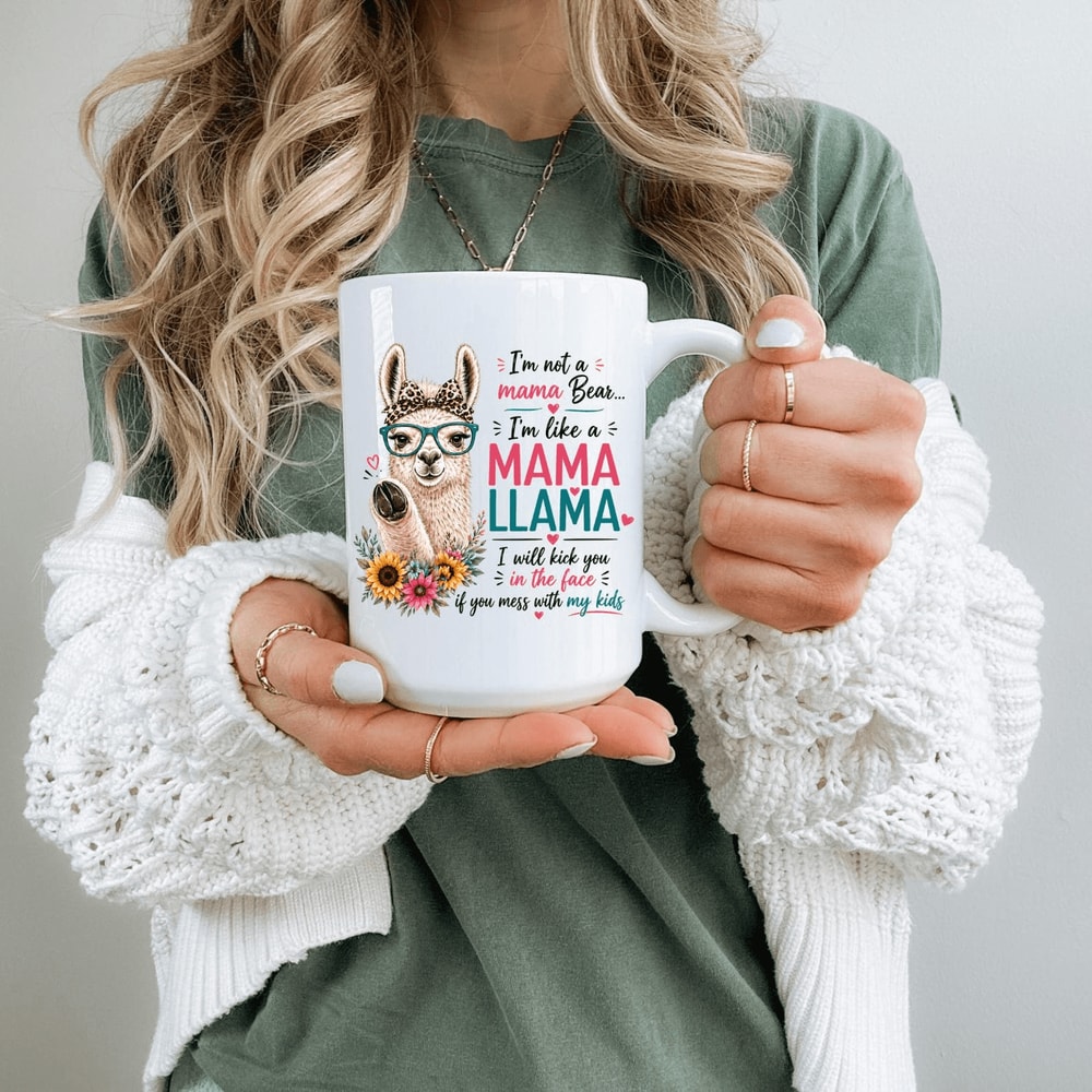 Mama Llama Funny Mom Mug Cute Not A Mama Bear Coffee Cup Personalized Mom Humor Gift 0