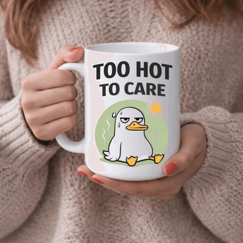 Too Hot To Care Funny Duck Mug Summer Burnout Coffee Cup Sarcastic Office Humor Gift 0