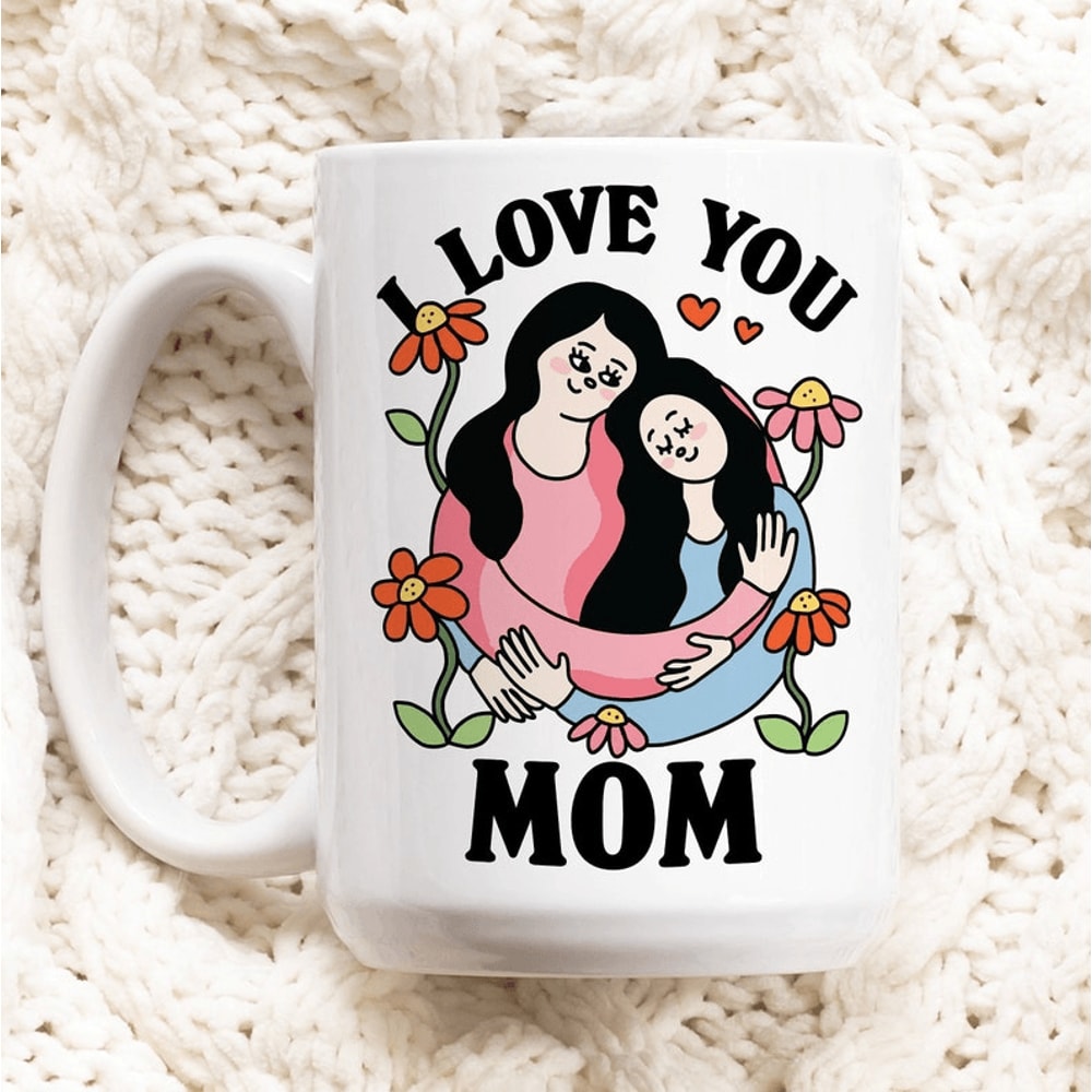I Love You Mom Mug 15 Oz Cute Mothers Day Coffee Mug Daughter To Mom Gift Floral Ceramic Cup 0
