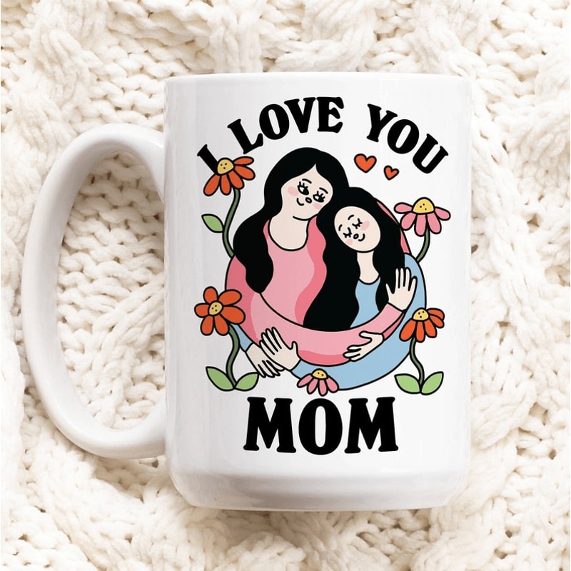 I Love You Mom Mug 15 Oz Cute Mothers Day Coffee Mug Daughter To Mom Gift Floral Ceramic Cup 0