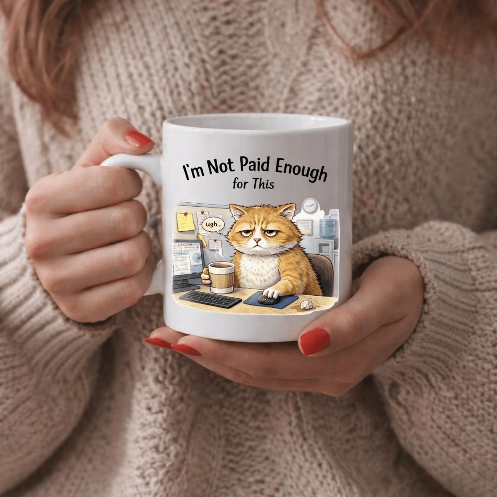 I M Not Paid Enough For This Funny Cat Mug Sarcastic Coworker Coffee Cup Office Humor Work Gift 0