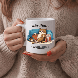 do not disturb unless snacks cat mug – funny introvert coffee cup, sarcastic coworker gift