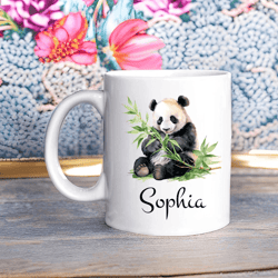 personalized panda mug 15 oz mug, custom name coffee mug, cute panda lover gift for women & kids