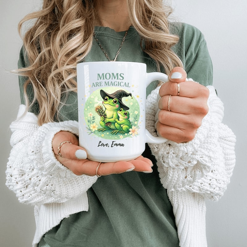 Moms Are Magical Frog Mug Personalized Mom Gift Custom Name Cute Animal Coffee Cup For Mothers Day 0