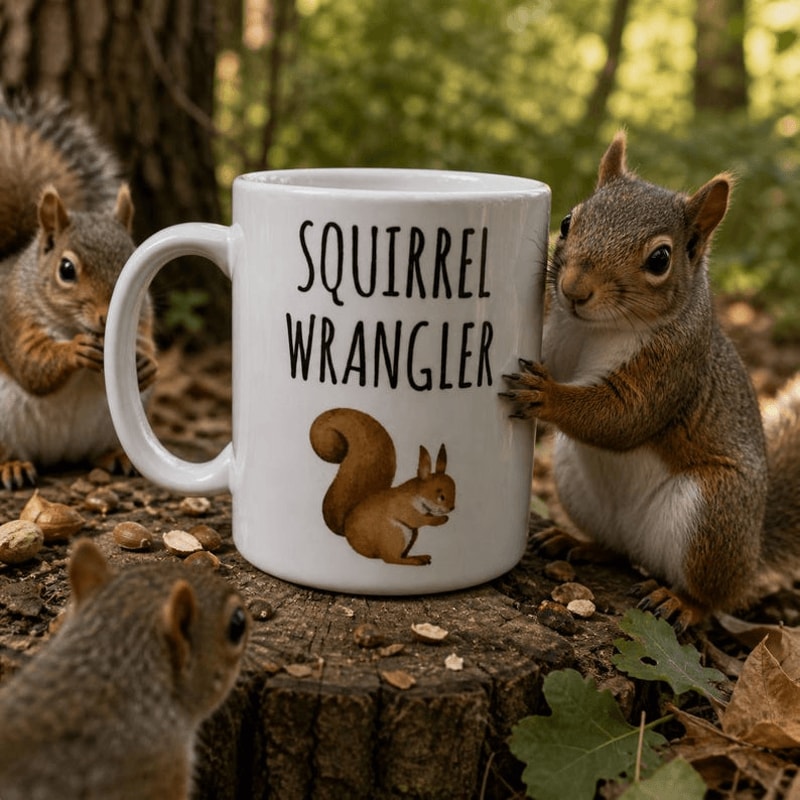 Funny Squirrel Wrangler Mug 15 Oz Mug Squirrel Lover Coffee Mug Wildlife Animal Gift For Nature Lov 0