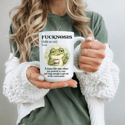 funny frog mug fucknosis sarcastic adult humor coffee mug, introvert coworker gift ceramic mug