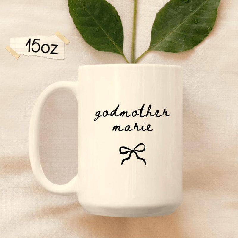 Personalized Godmother Mug 15 Oz Mug Custom Godmother Coffee Mug Elegant Baptism Gift For Godmother 0