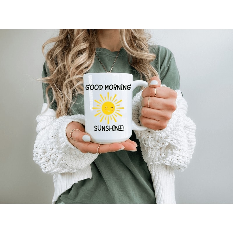 Good Morning Sunshine Coffee Mug Positive Quote Inspirational Sunrise Gift Cup 0