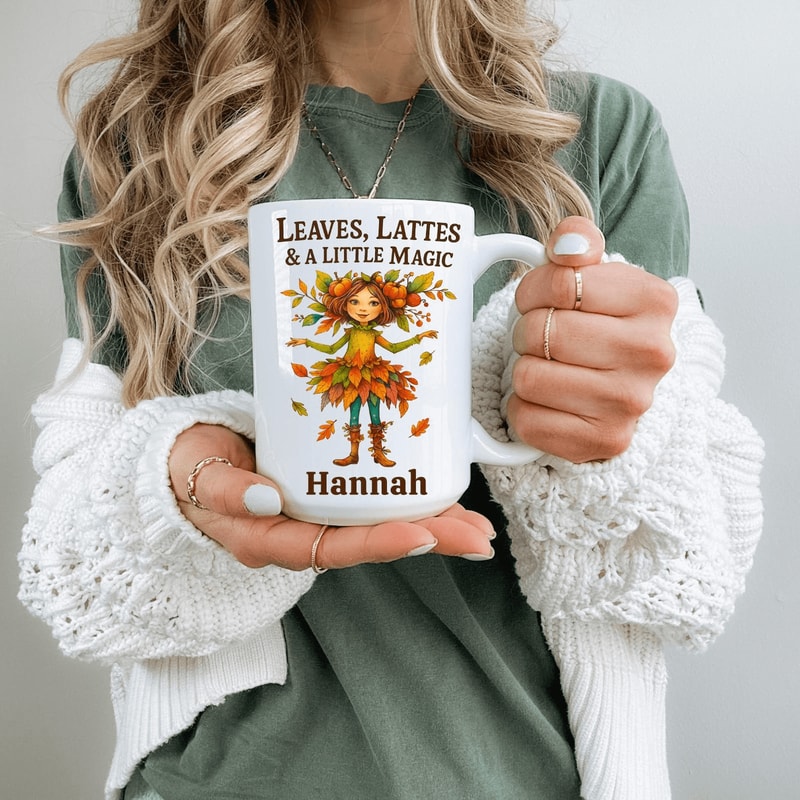 Personalized Fairy Mug Autumn Leaves Magic Coffee Cup Gift For Nature Lovers 0