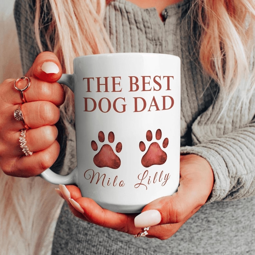 Best Dog Dad Mug 15 Oz Mug Personalized Dog Dad Coffee Mug Custom Pet Parent Gift With Dog Names 0