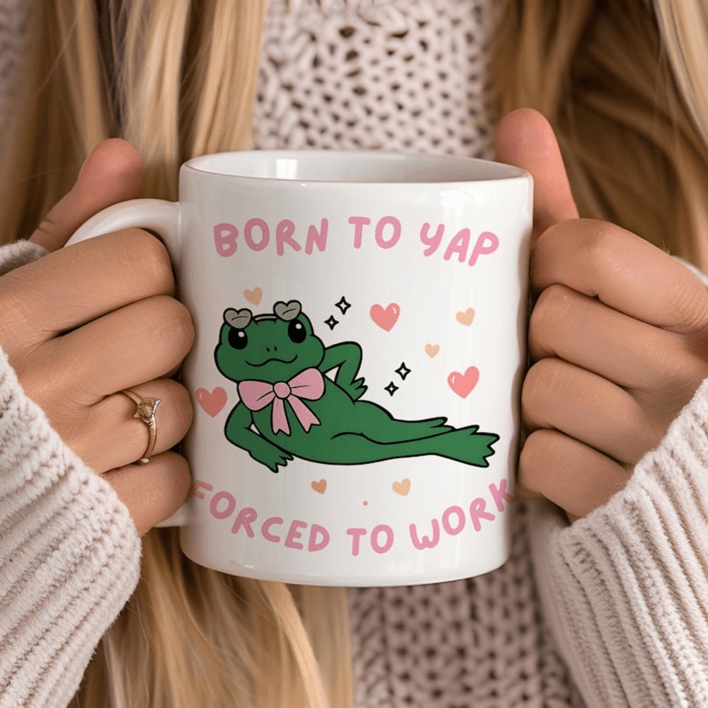 Born To Yap Mug 15 Oz Mug Funny Frog Coffee Mug Introvert Humor Gift Cute Frog Lover Mug 0