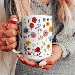 wildflower garden mug 15 oz mug, floral coffee mug, botanical flower mug, cottagecore gift for garden lovers