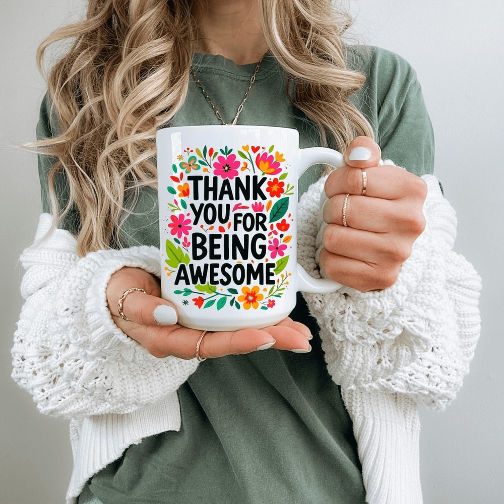 Floral Thank You Coffee Mug Teacher Appreciation Gift Inspirational Flower Coffee Cup For Teachers 0
