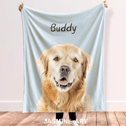 custom pet portrait blanket personalized dog and cat photo throw with name