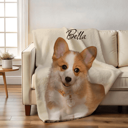 personalized pet photo blanket custom dog and cat portrait memorial gift