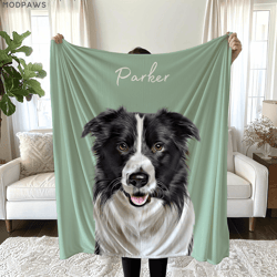 personalized pet portrait blanket with name custom dog and cat photo keepsake gift