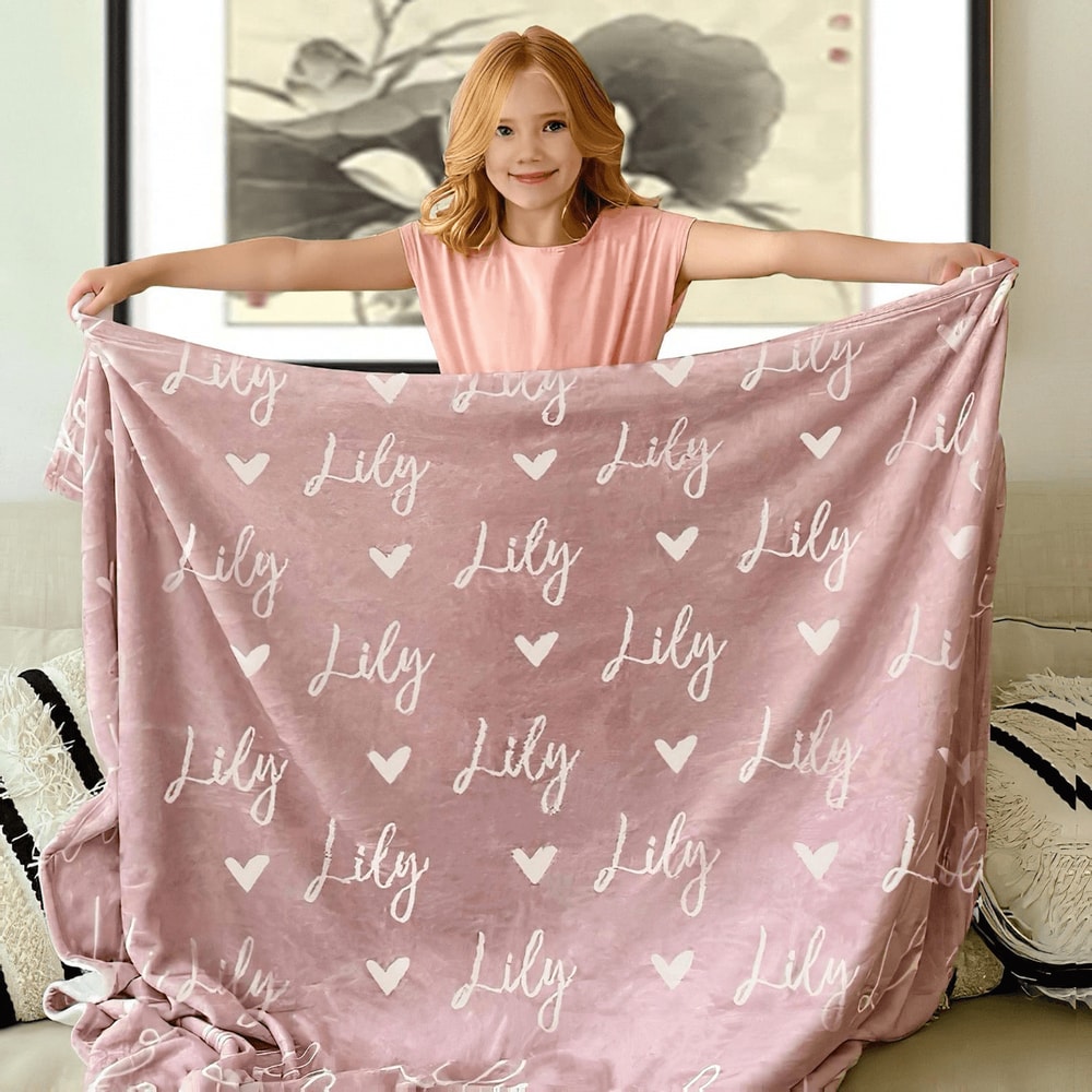 Personalized Name Blanket Custom Baby Girl Gift Soft Kids Throw For Nursery And Christmas 0
