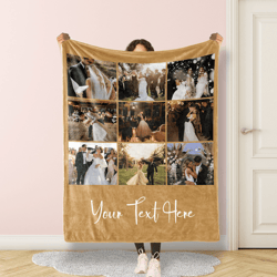 personalized photo collage blanket with text custom family memory throw gift