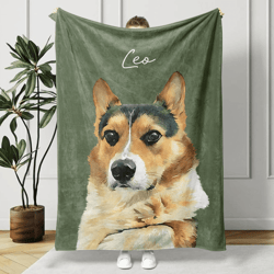 custom pet photo blanket personalized dog and cat portrait memorial keepsake gift