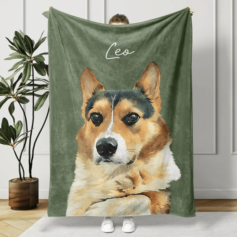 Custom Pet Photo Blanket Personalized Dog And Cat Portrait Memorial Keepsake Gift 0
