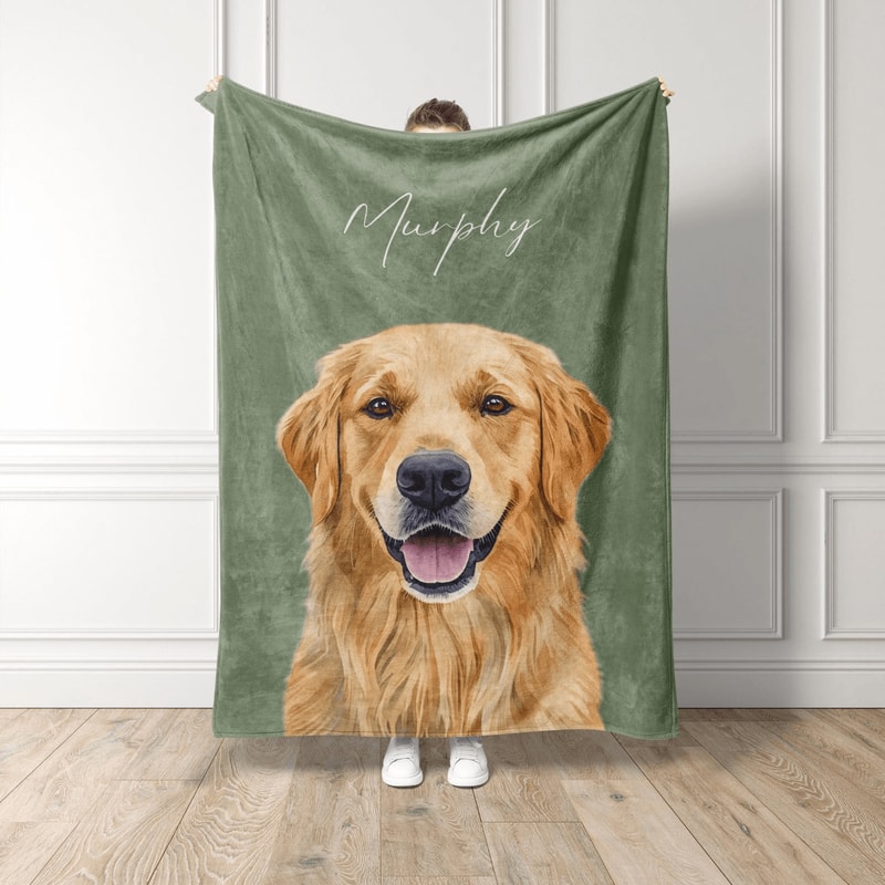 Custom Pet Photo Blanket Personalized Dog And Cat Portrait Memorial Keepsake Giftt 0