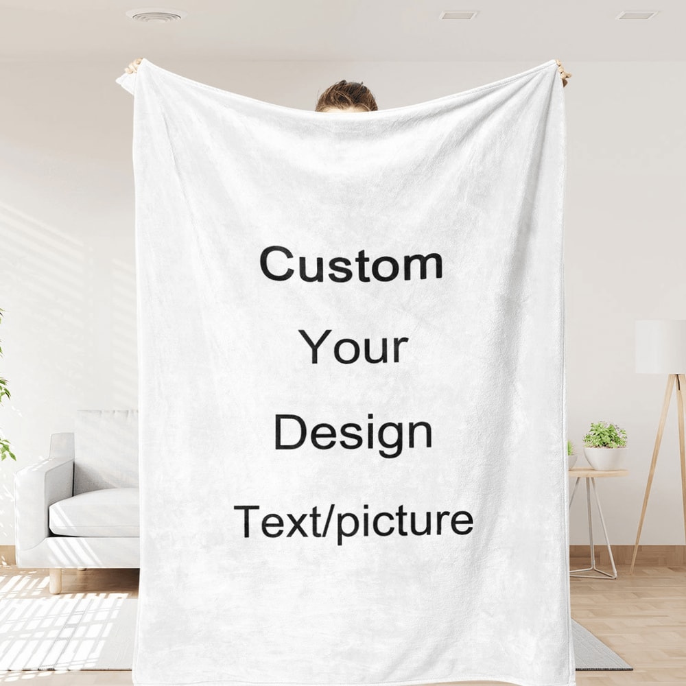 Personalized Photo Fringe Blanket Custom Name And Logo Memorial Throw Gift 0
