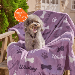 personalized dog name blanket with paw print custom puppy memorial throw gift