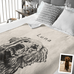 custom pet pen art blanket personalized dog portrait throw with name gift