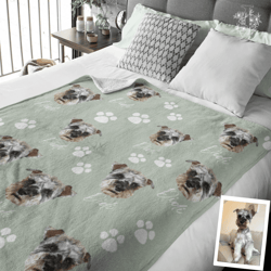 personalized pet photo blanket custom dog face and name keepsake throw gift