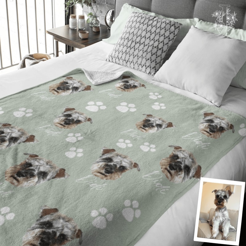 Personalized Pet Photo Blanket Custom Dog Face And Name Keepsake Throw Gift 0