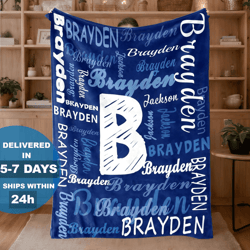 personalized boy name blanket custom initial toddler throw nursery keepsake gift